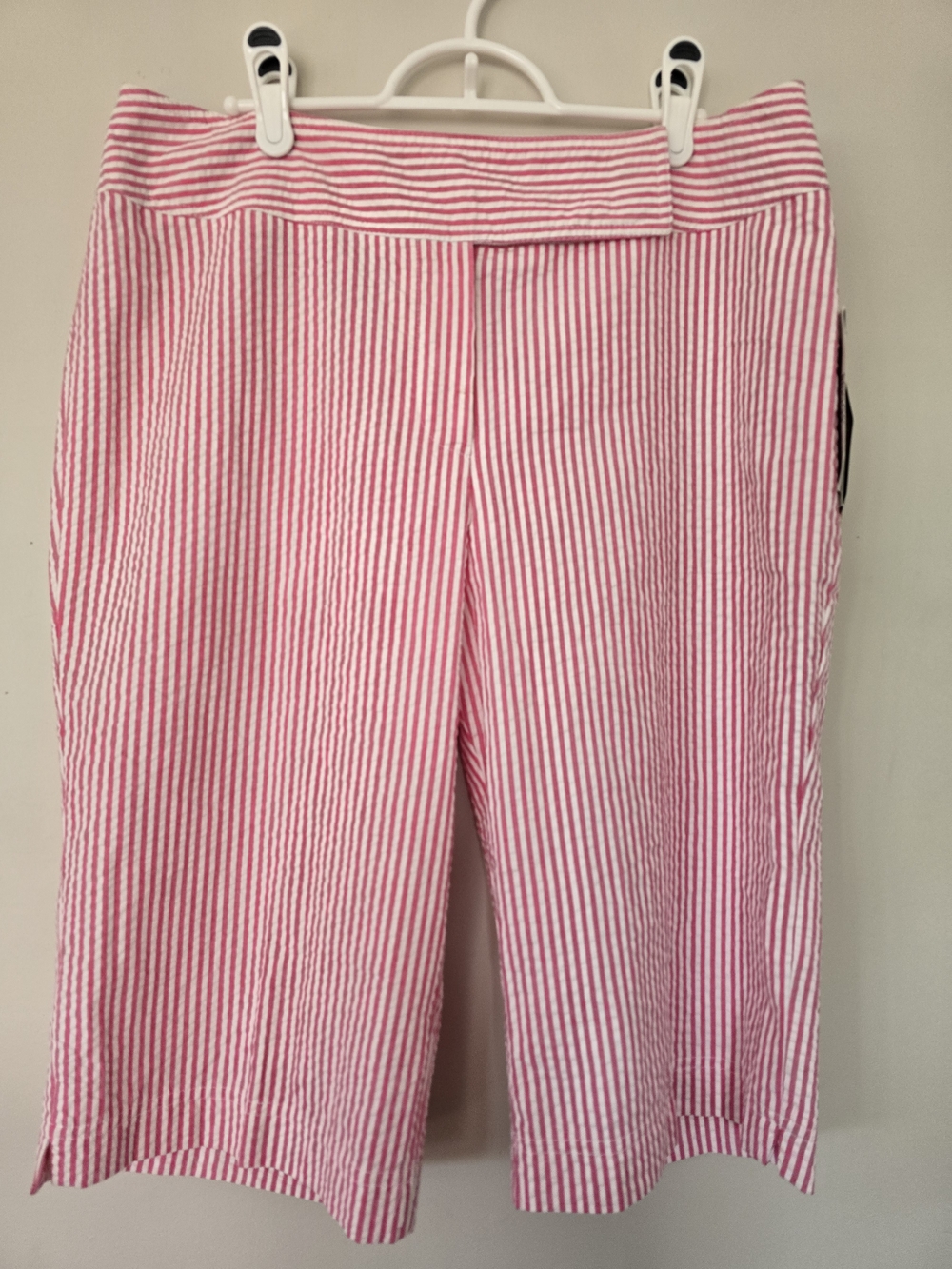 Briggs New York Pink and White Striped Bermuda Shorts. Women's 12. NWT.